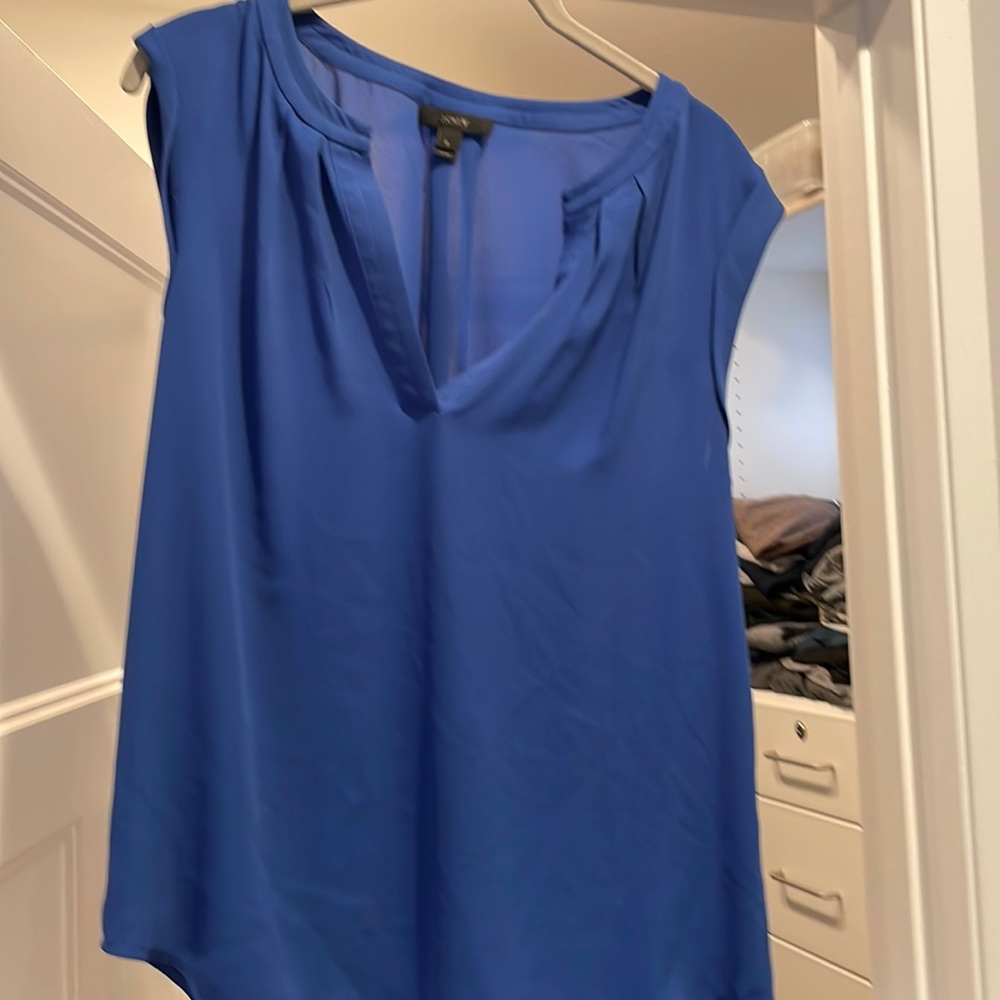 Blue silk sleeveless shirt- J.Crew